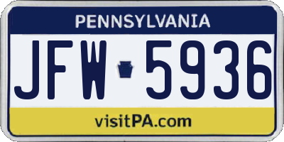 PA license plate JFW5936