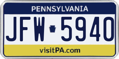 PA license plate JFW5940