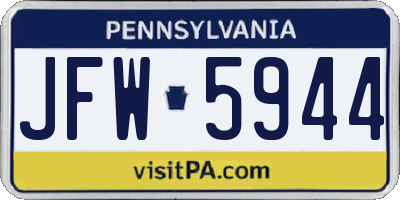 PA license plate JFW5944