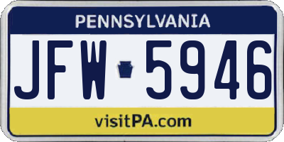 PA license plate JFW5946