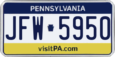 PA license plate JFW5950