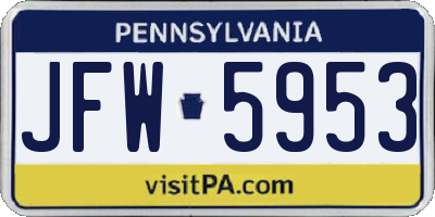 PA license plate JFW5953