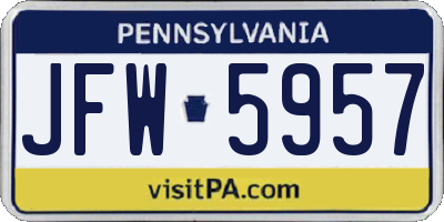 PA license plate JFW5957