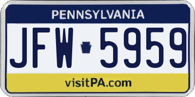 PA license plate JFW5959