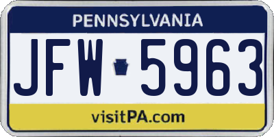 PA license plate JFW5963