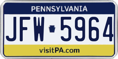 PA license plate JFW5964