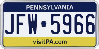 PA license plate JFW5966