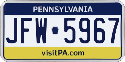 PA license plate JFW5967