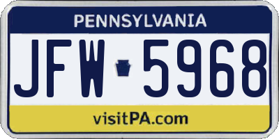 PA license plate JFW5968