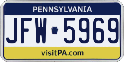 PA license plate JFW5969