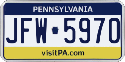 PA license plate JFW5970