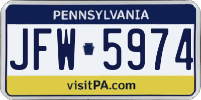 PA license plate JFW5974