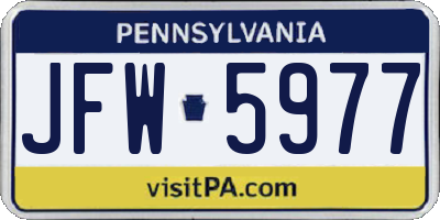PA license plate JFW5977