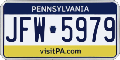 PA license plate JFW5979