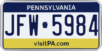 PA license plate JFW5984