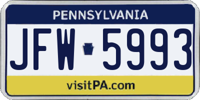 PA license plate JFW5993