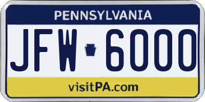 PA license plate JFW6000