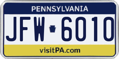 PA license plate JFW6010