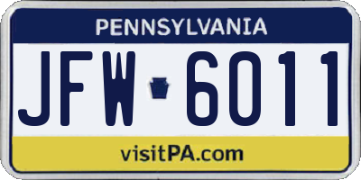 PA license plate JFW6011