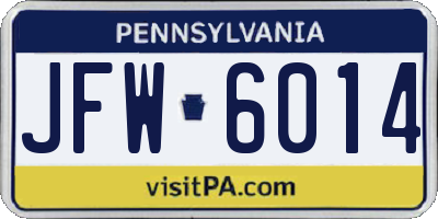 PA license plate JFW6014
