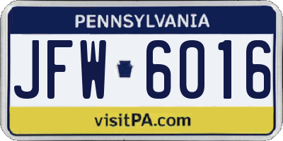 PA license plate JFW6016