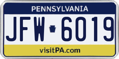 PA license plate JFW6019