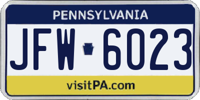PA license plate JFW6023