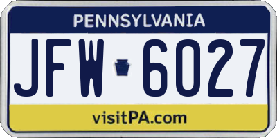 PA license plate JFW6027