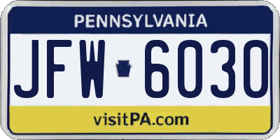 PA license plate JFW6030