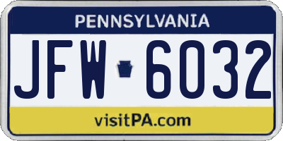 PA license plate JFW6032