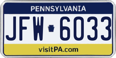 PA license plate JFW6033