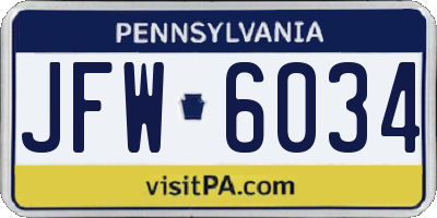 PA license plate JFW6034