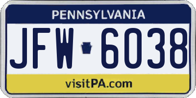 PA license plate JFW6038