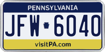 PA license plate JFW6040