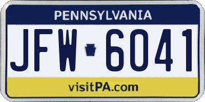 PA license plate JFW6041