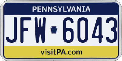 PA license plate JFW6043