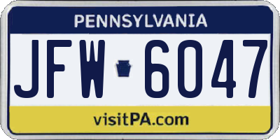 PA license plate JFW6047