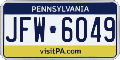 PA license plate JFW6049