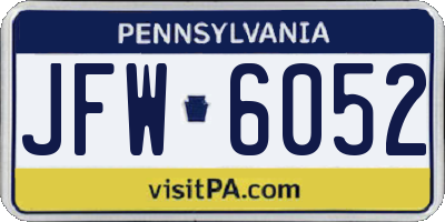 PA license plate JFW6052