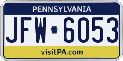 PA license plate JFW6053