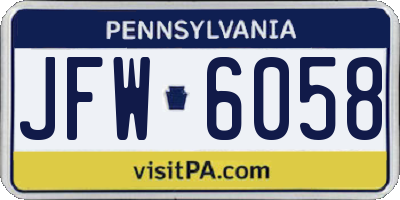 PA license plate JFW6058