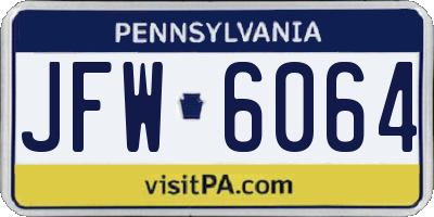 PA license plate JFW6064
