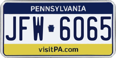 PA license plate JFW6065