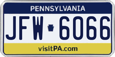 PA license plate JFW6066