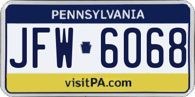 PA license plate JFW6068