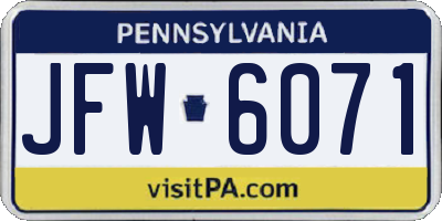 PA license plate JFW6071