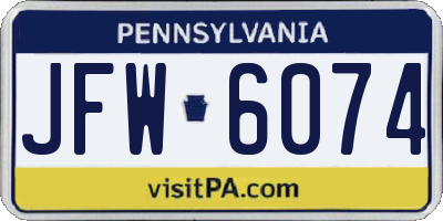 PA license plate JFW6074