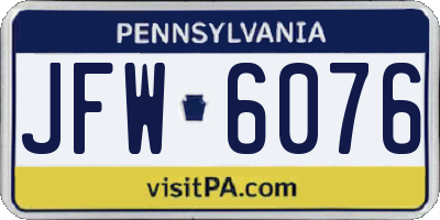 PA license plate JFW6076