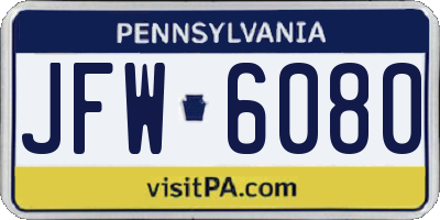 PA license plate JFW6080