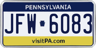 PA license plate JFW6083